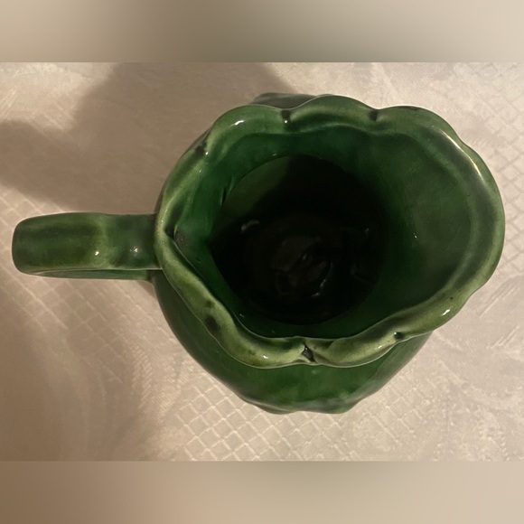 Vintage USA Green Ceramic Pitcher, Creamer - Picture 6 of 7